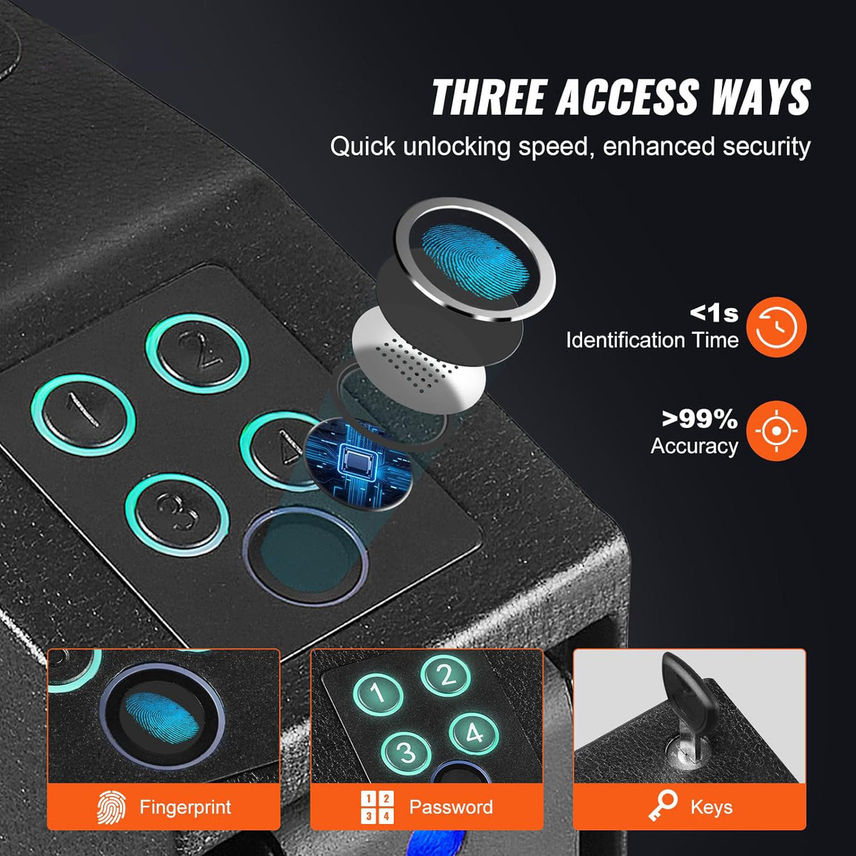 Blue Light Silent Fingerprint Password Key Box