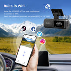 4K Dual Lens Dash Cam with Night Vision WiFi GPS