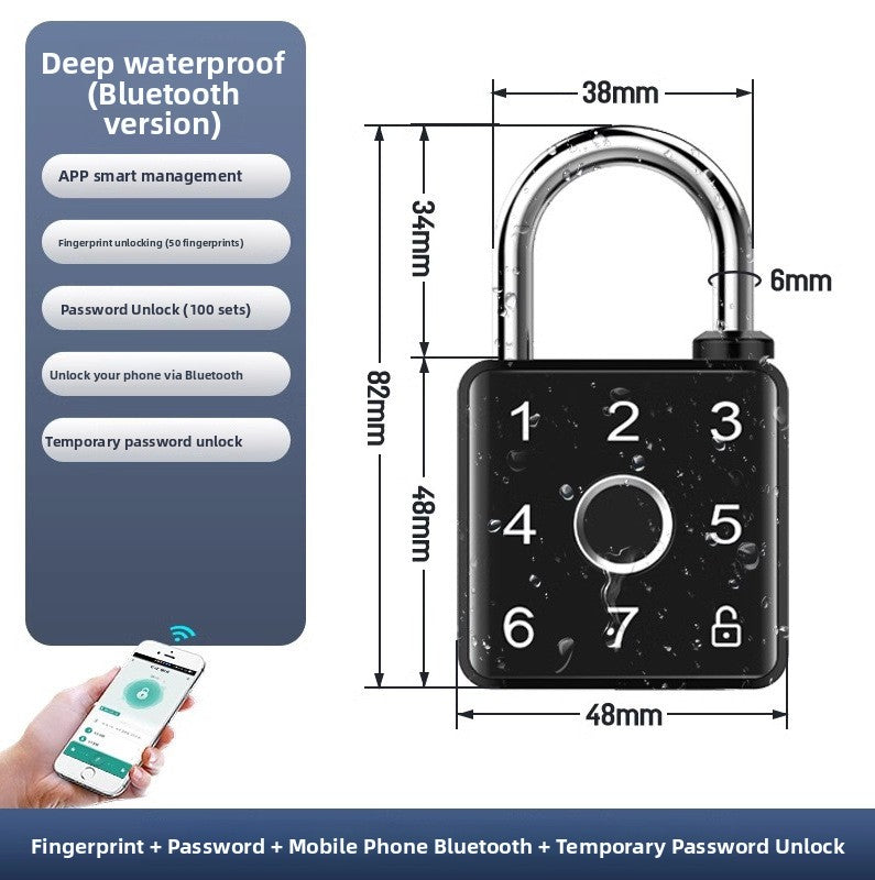 Smart fingerprint padlock waterproof