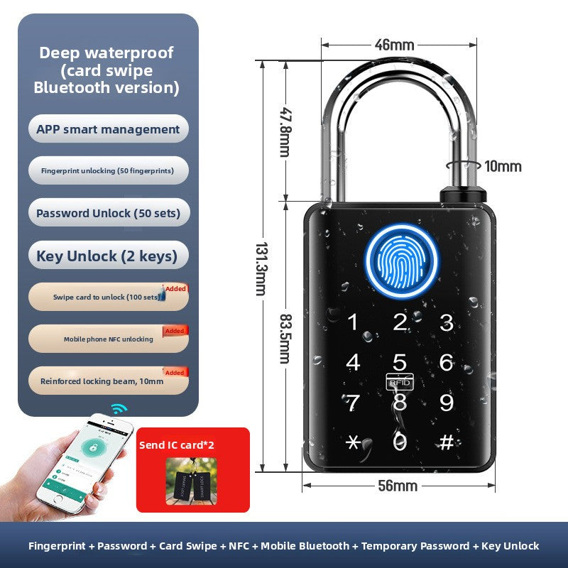 Smart fingerprint padlock waterproof