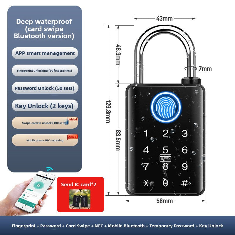 Smart fingerprint padlock waterproof