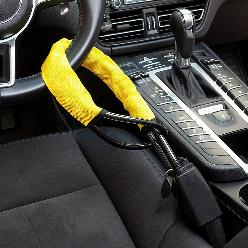 Universal Car Steering Wheel Lock with Steel Cable